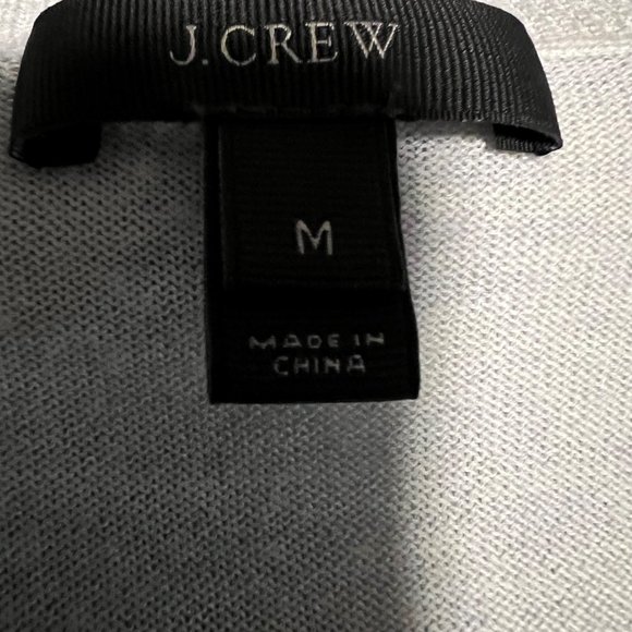 NWOT J. Crew Merino Wool Heathered Baby blue/ Mesh Sleeve Sweater Size M - Picture 8 of 9